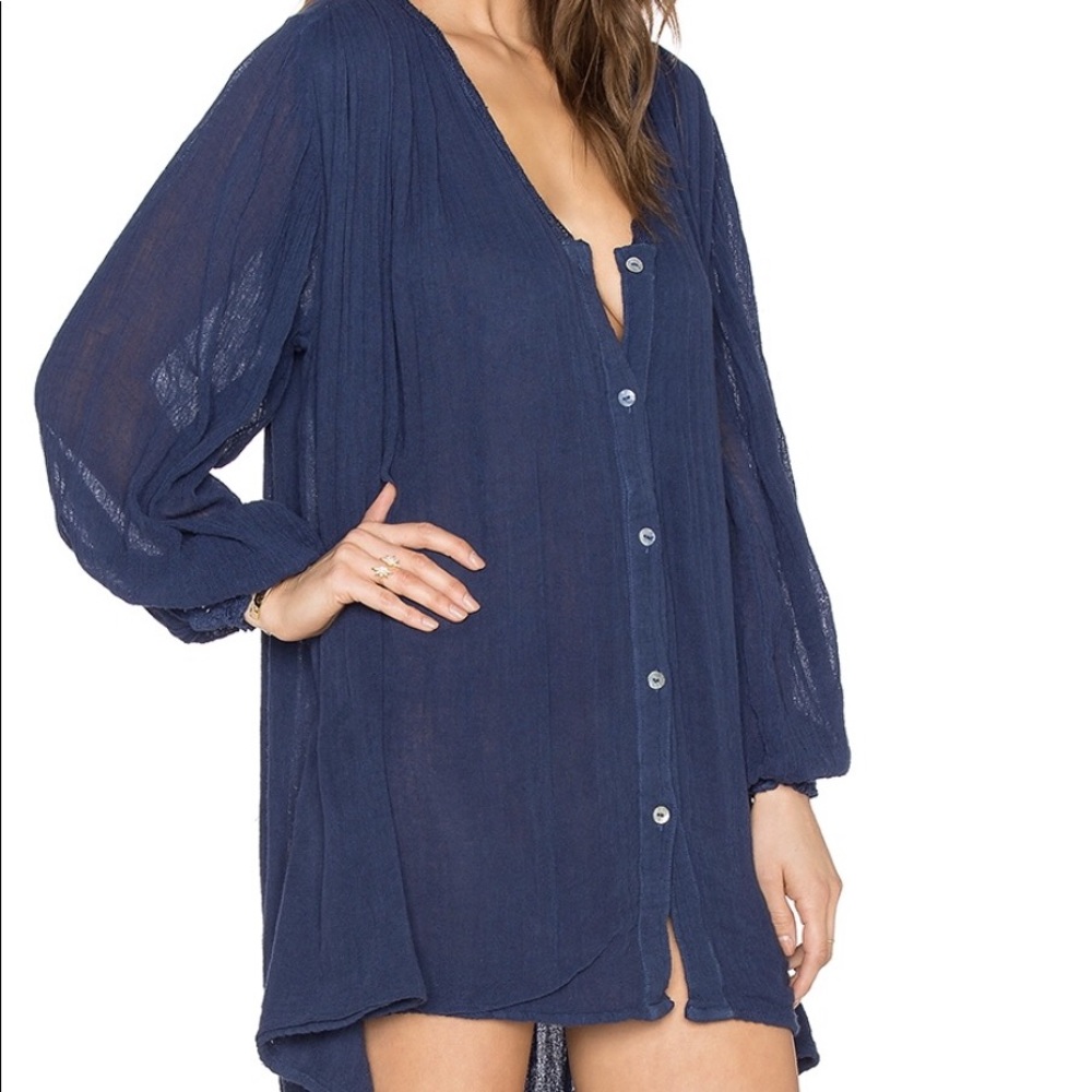 Navy Jens Pirate Booty Tunic Dress- Gauze Blue